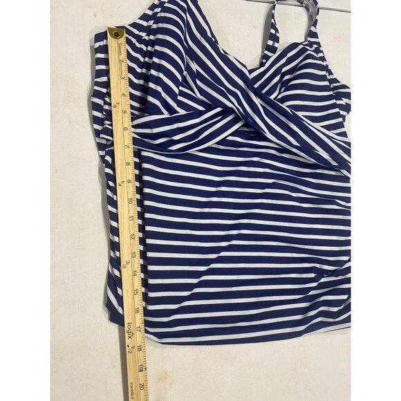 Lands End Tankini Top Womens  Size 20W  Blue &‎ White Striped Built-In Underwire - Picture 9 of 11